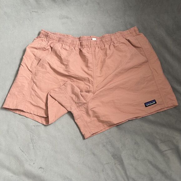 Patagonia Baggies  Shorts female L Salmon Pink fish net pockets - Picture 1 of 9